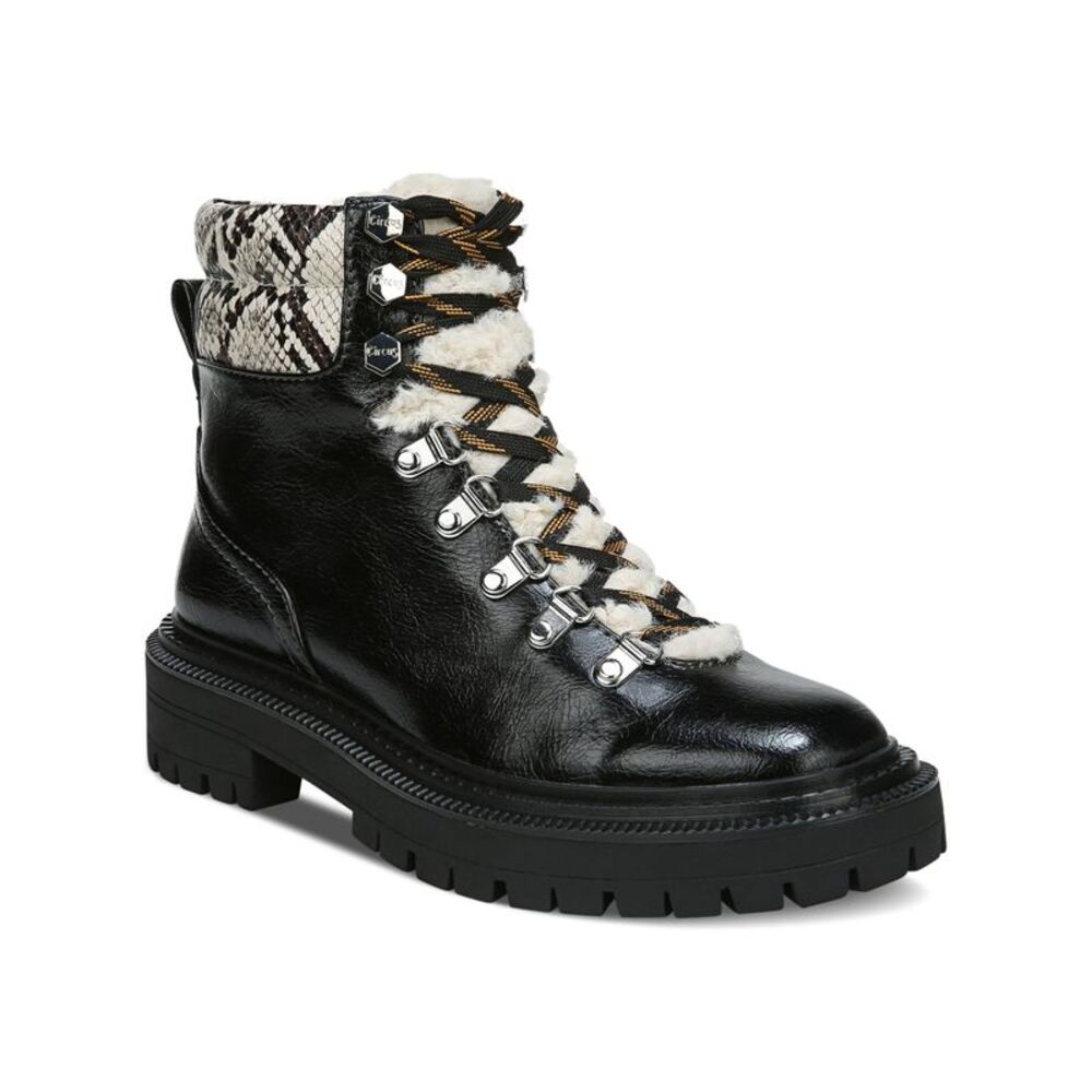 NWT SAM EDELMAN Womens Black 1" Platform Zip Trim Flora Hiking Boots 6.5 M